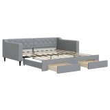 Cumpara ieftin Pat de zi cu extensie/sertare, gri deschis, 100x190 cm, textil