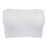 Bustiera Ribbed Albă Subtire cu Burete - Mărime Unică, CMCLASS