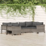 Set mobilier gradina vidaXL, 6 piese, poliratan gri, cu perne incluse, design modular, confortabil, rezistent la intemperii