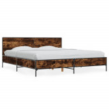 VidaXL Cadru de pat, stejar fumuriu 180x200 cm lemn prelucrat și metal