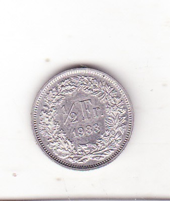 bnk mnd Elvetia 1/2 franc 1983 foto