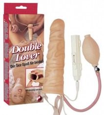 Strap-On/Extensie Penis Cu Vibratii Sleeve Double Lover, 20 cm foto