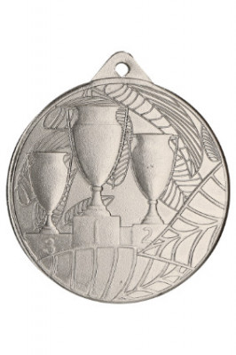 Medalie Sportiva Argint, model 3 Cupe, pentru Locul 2, diametru 5 cm foto