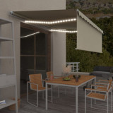 Copertina retractabila manual cu stor&amp;LED, crem, 4,5x3 m GartenMobel Dekor, vidaXL