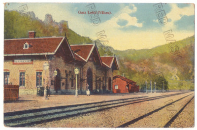 3443 - LOTRU, Valcea, Railway Station - old postcard, CENSOR - used - 1918 foto
