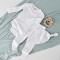 Set 3 piese: body cu maneca lunga, pantaloni lungi cu botosei si caciulita din bumbac organic si modal - Alb, BabyCosy (Marime: