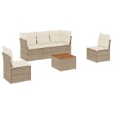 Cumpara ieftin Set canapele de gradina cu perne, 6 piese, bej, poliratan