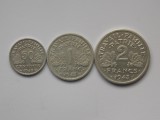 LOT 3 MONEDE 50 CENTIMES, 1 FRANC , 2 FRANCS 1943 FRANTA