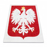 ANDRE 2309 covor lavabil emblema Poloniei anti-alunecare - alb / roșu, 80x90 cm