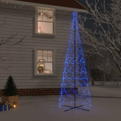 vidaXL Brad de Crăciun conic, 1400 LED-uri, albastru, 160x500 cm foto