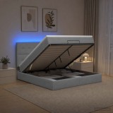 Cumpara ieftin Pat Ottoman cu Saltea si LED Gri deschis 180 x 200 cm Tesatura