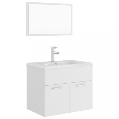 Set mobilier de baie, alb, lemn prelucrat foto