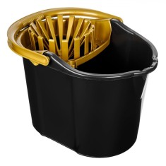 Găleată Mop cu Storcător și Roți, Capacitate 20L, Negru Auriu