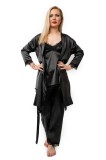 Cumpara ieftin Set Pijama Satin Din 5 Piese Jessica - Negru, L(40)