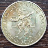 (A222) MONEDA DIN ARGINT MEXIC - 25 PESOS 1968, JOCURILE OLIMPICE DE VARA MEXIC
