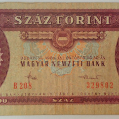 Bancnota 100 FORINTI - UNGARIA, anul 1984 *cod 217