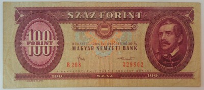 Bancnota 100 FORINTI - UNGARIA, anul 1984 *cod 217 foto