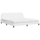 Cumpara ieftin Pat cu saltea, Zadar, alb, 200x200 cm, piele ecologica