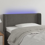 Gossi tablie de pat cu led, gri inchis, 93x16x78/88 cm, catifea