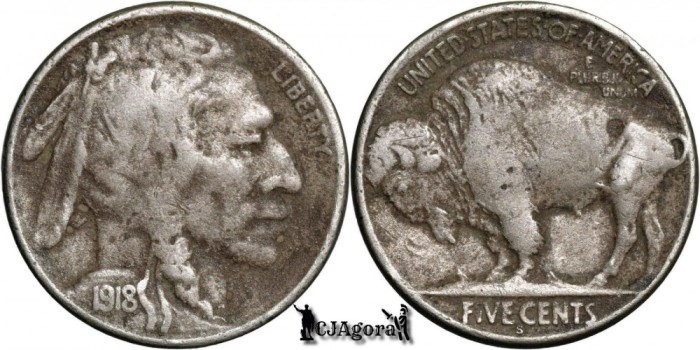 1918 S 5 Cents - Statele Unite ale Americii
