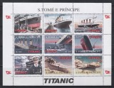 Sao Tome si Principe 1997 - A 86-a aniversare a dezastrului Titanicului, Bloc, Cota 24 EURO, 4 POZE, MNH (Cu defecte minore)