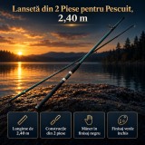 Lansetă din 2 Piese pentru Pescuit, 2,40 m