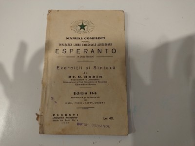 Manual Complect Esperanto. Dr. G. Robin. 1927 foto
