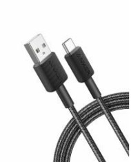 Cablu alimentare si date Anker, USB-A (T) la USB Type-C (T), 1.8m rata transfer 480 Mbps, invelis nylon, braided, negru, &amp;quot;A81H6G11&amp;quot; (timbru