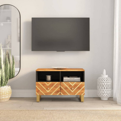 Dulap TV, maro si negru, 70x33,5x46 cm, lemn masiv de mango foto