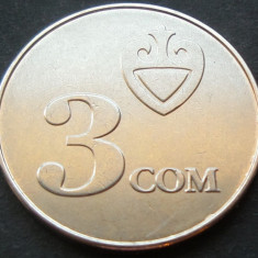 Moneda 3 SOM - KYRGYZSTAN, anul 2008 * cod 2299