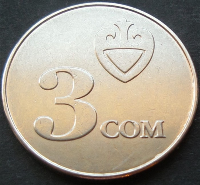 Moneda 3 SOM - KYRGYZSTAN, anul 2008 * cod 2299