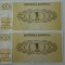 BANCNOTA SLOVENIA 1TOLAR 1990 SERIE CONSECUTIVA ,AUNC