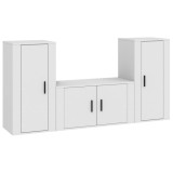 Set comoda TV, 3 piese, alb, lemn prelucrat