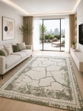Covor Frida 08912 Marime 50 x 80 cm, Crem, Gri, Inaltime Fir 7.5 mm, Antialergic, Polipropilena, Living, Dormitor, Sufragerie, Birou