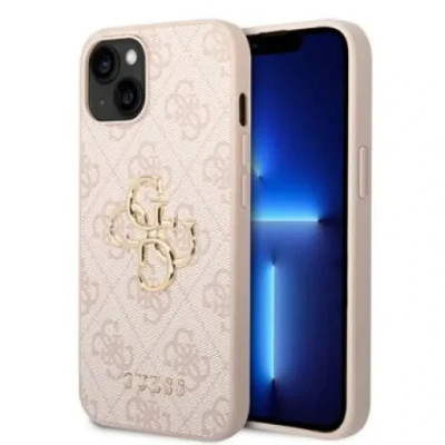 Husa Guess PU 4G Metal Logo pentru iPhone 15 Pink foto