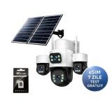 Cumpara ieftin Camera Supraveghere Solara 4G TAGGO Pro Q50, 16MP, 4 Lentile, Dual Solar 20W, eSIM, AI Tracking, PTZ 360 , Full Color, AOV 24 7, 15600mAh
