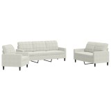 Cumpara ieftin Set de canapele cu perne, 3 piese, crem, catifea