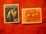 Serie Norvegia 1971 - 100 Ani Scoala de Gimnastica , 2 valori, Nestampilat