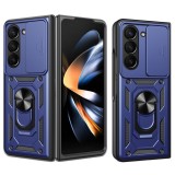 Husa pentru samsung galaxy z fold 5, slide si snap, magnetic ring, blue