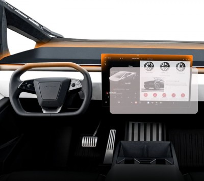 Folie Protectie Navigatie Tesla Cybertruck 2021+, Duragon, protectie Display Navigatie, silicon Mat, Anti-zgarieturi, Anti-amprenta, kit instalare foto