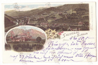 790 - SINAIA, Prahova, Monastery, Litho, Romania - old postcard - used - 1898 foto