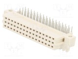 Conector TE Connectivity DIN 41612 soclu mamă 48 pini unghi 90&deg; THT 2,54mm