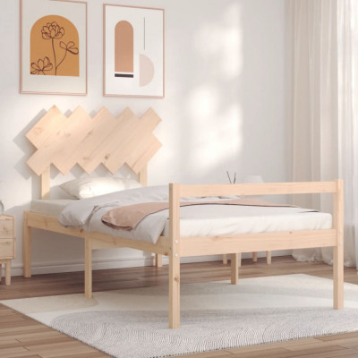 vidaXL Cadru de pat senior cu tăblie, 100x200 cm, lemn masiv foto