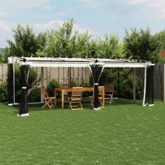 vidaXL Foișor cu pereți din plasă, crem, 6x3 m, oțel 4003914