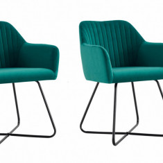 Set 2 scaune tip fotoliu Catifea- Green