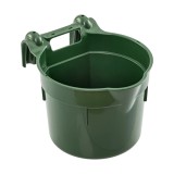Găleată de hrănire, cu suport pentru suspendare, formă cilindrică, verde &icirc;nchis, 8&nbsp;litri :: Verde &icirc;nchis