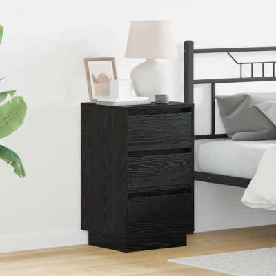 vidaXL Noptieră cu LED Stejar negru 39x34.5x65 cm Lemn prelucrat foto