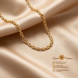 Colier unisex SaraTremo Aurelio Link, placat aur 18K, zale dreptunghiulare, 50 cm, Brazilia, lucios, cu stanta