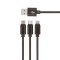 Cablu de Date 3 in 1 SETTY, MicroUSB / USB Type-C / Lightning, Negru Blister