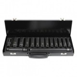 Set 15 piese de impact cu 12 tubulare lungi, &frac12; inch hex si adaptoare